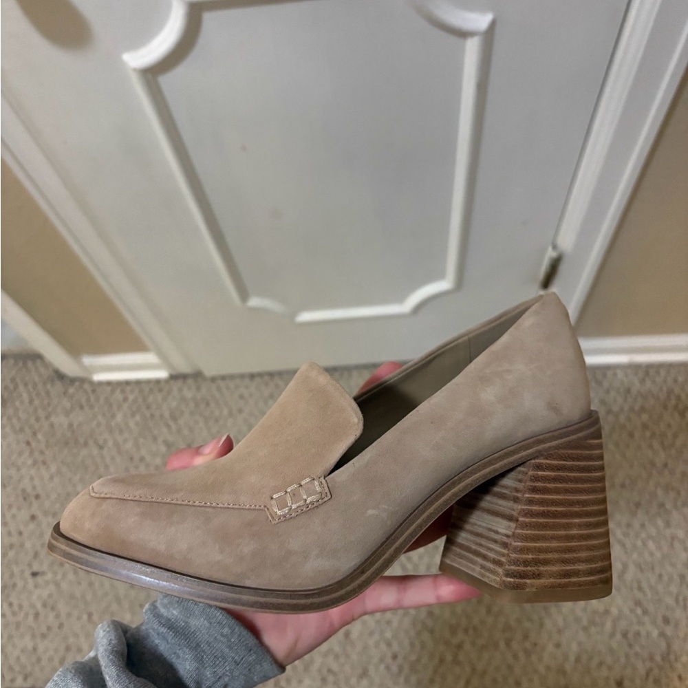 Vince Camuto Tan Block Heel Loafers